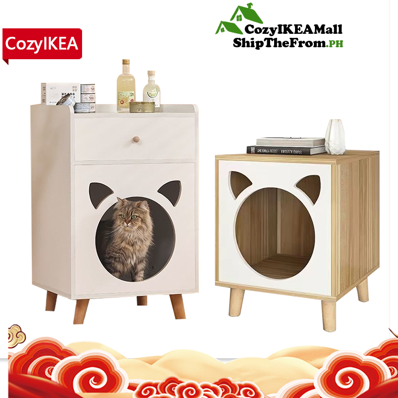 CozyIKEA Bedside Table Solid Wood Cat Kennel Bedroom Small Bedside