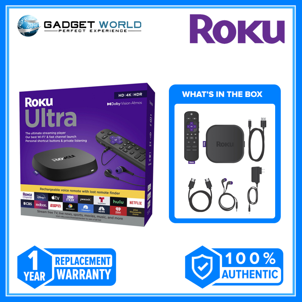 Roku Ultra 2022 4K/HDR/Dolby Vision Streaming Device & Roku Voice ...