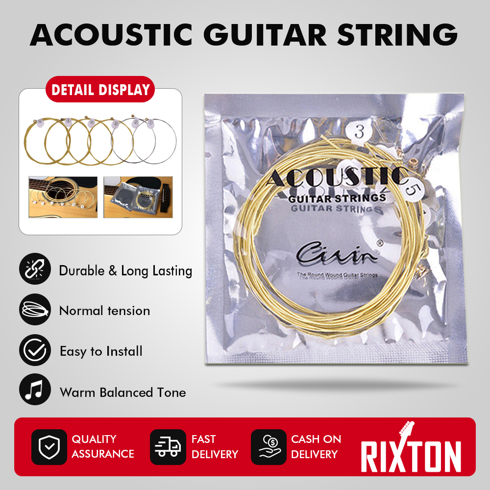 Rixton 6 Pcs Acoustic Guitar String Set Brass Phosphor Bronze Musical Instrument Accessories