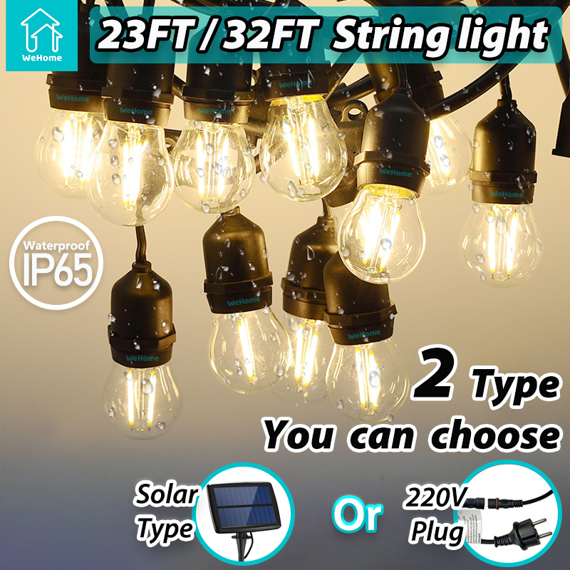 WeHome Solar/220V Led String lights S14 Bulb Waterproof Indoor/Outdoor