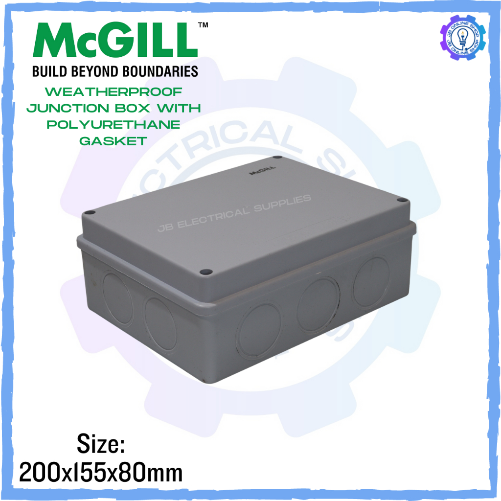 Mcgill Weatherproof Junction Box with Polyurethane Gasket 200mm x 155mm x 80mm MGJB Series