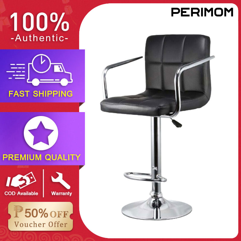Office Chair With Armrests Adjustable Height Modern Style Black Leather