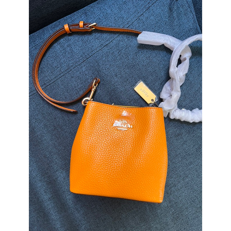 Mini Bucket Bag. Orange Leather Sling Bag. | Shopee Philippines