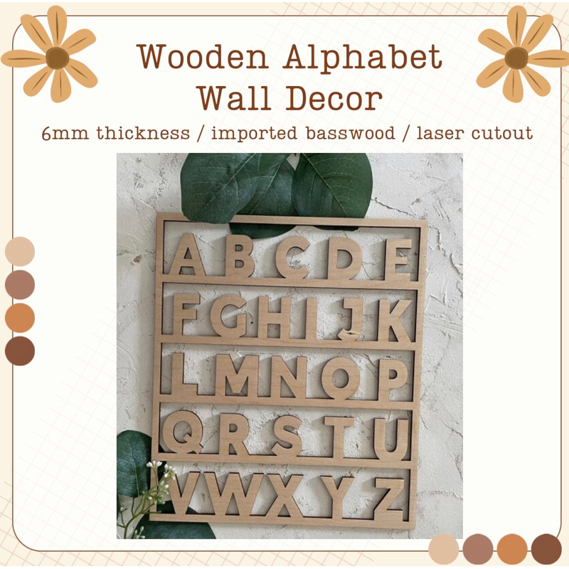 Wooden Alphabet Chart Alphabet Wall Decor Wood Nursery Decor Alphabet
