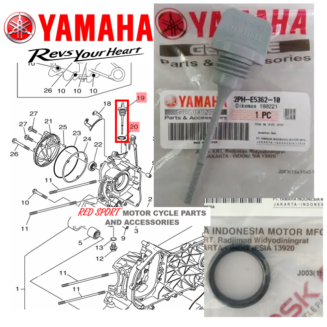 OIL CAP + ORING FOR MIO I 125 / MIO SOUL I 125 YAMAHA GENUINE PARTS