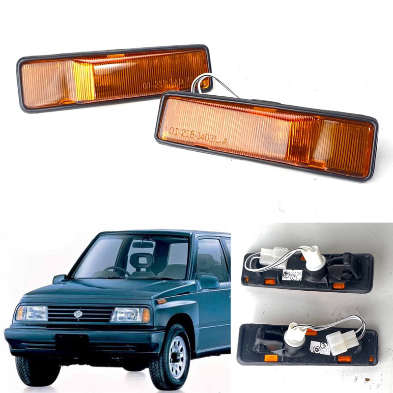 Suzuki Vitara / Sidekick / Tracker / Escudo Turn Signal Lamp Set – Left & Right, Clear Lens, Chrome Housing