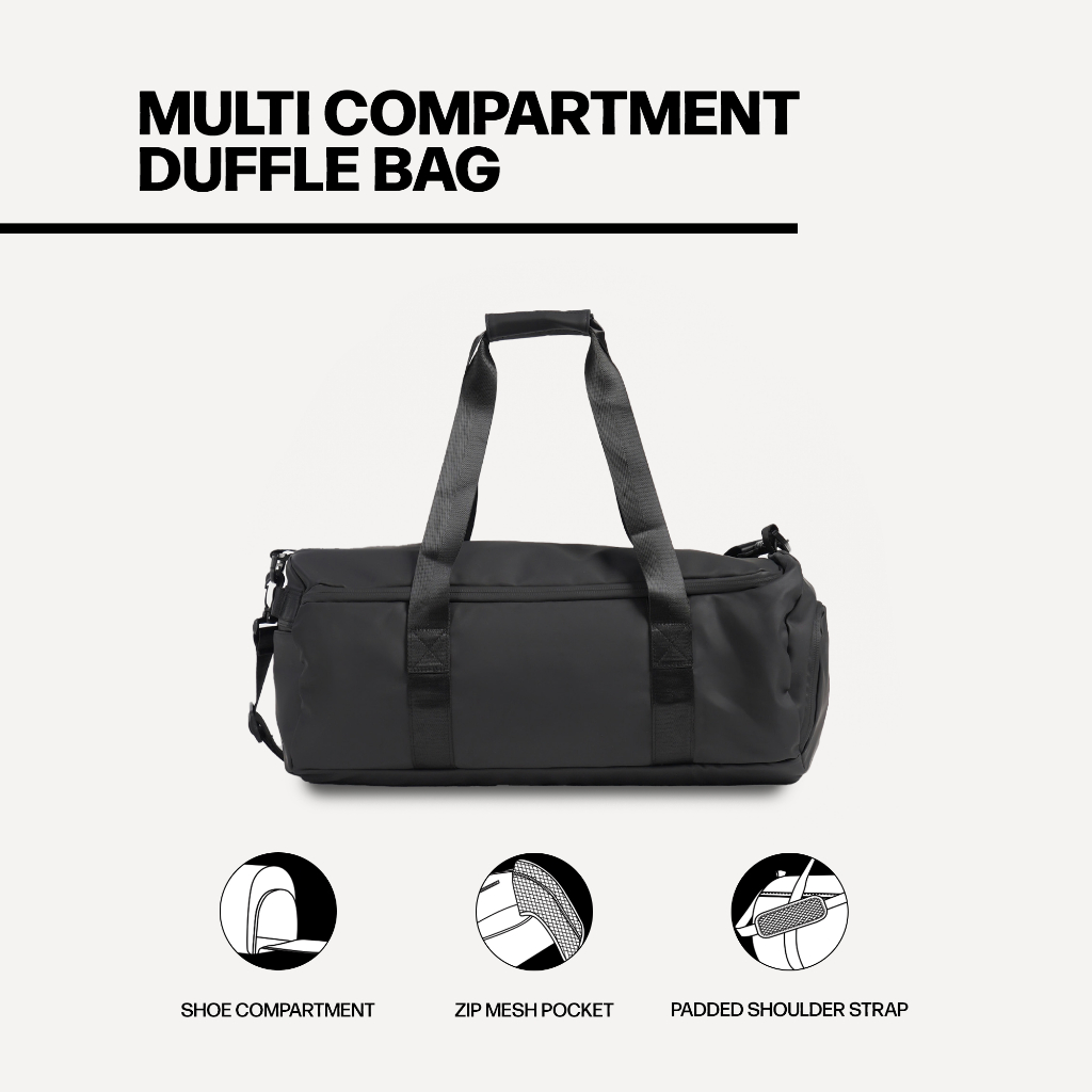 OXGN Multi Compartment Duffle Bag For Men And Women (Black/Burnt Olive ...
