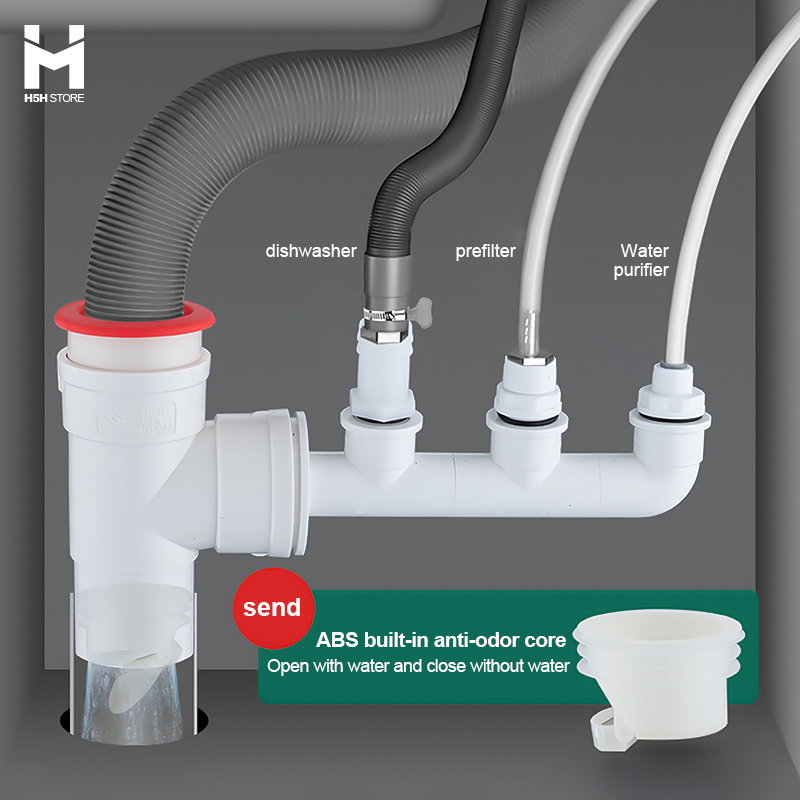 H5H Kitchen Sink Multi Interface Drainage Pipe With 360 ° Rotation ...