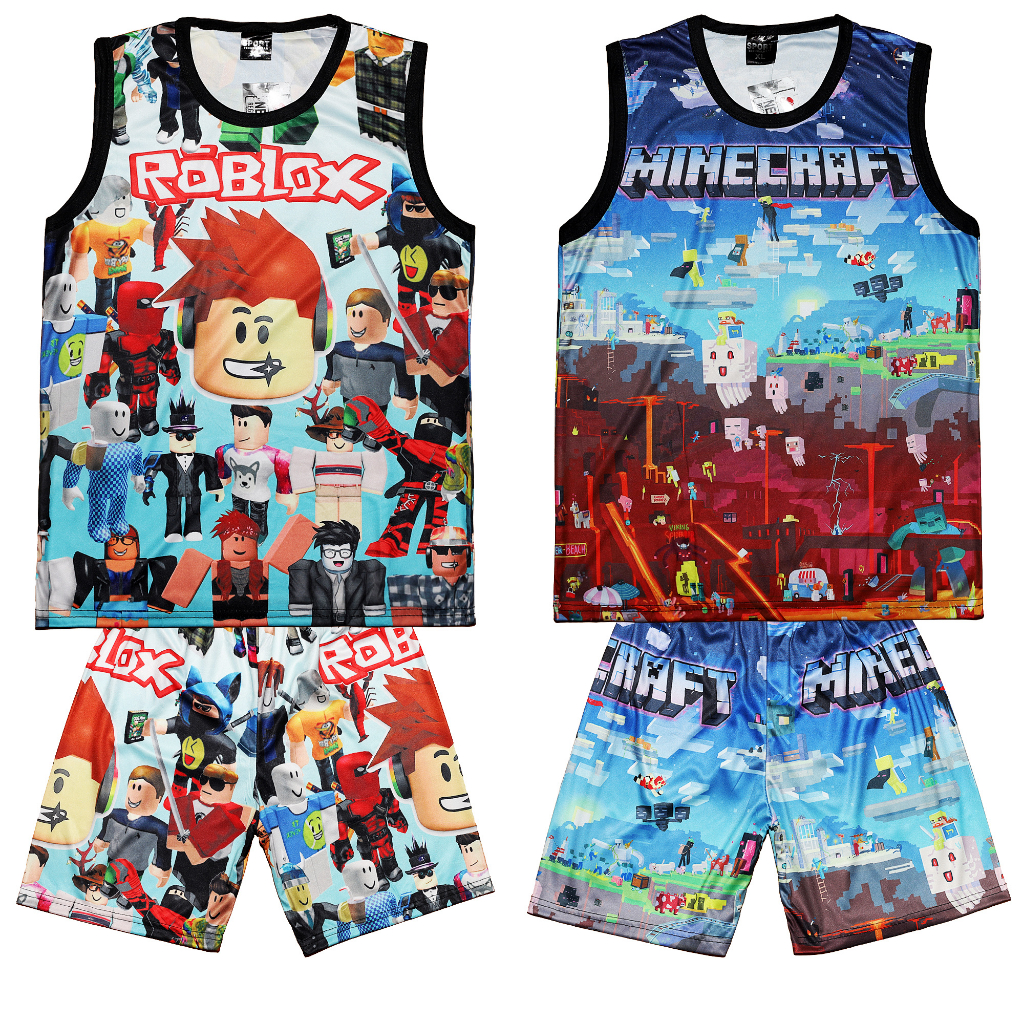 Kids Jersey Terno Roblox Sando Shorts for Kid Boy Printed Party Game ...