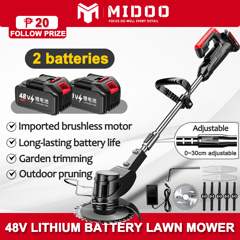 MIDOO 48V Cordless Grass Cutter Electric Lawn Mower Trimmer