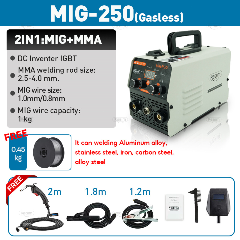 REAIM Welding Machine Japan Gasless MIG/MMA 2in1 Portable Welding Inverter Flux Cored Welder