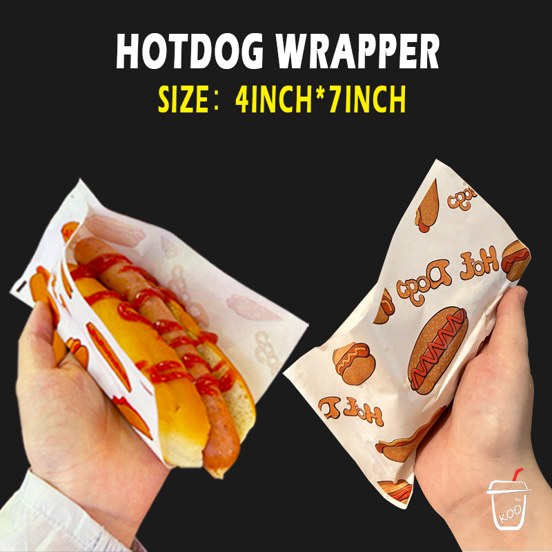 100pcs Hotdog Paper Wrapper Disposable Snack Pancake Greaseproof Paper ...