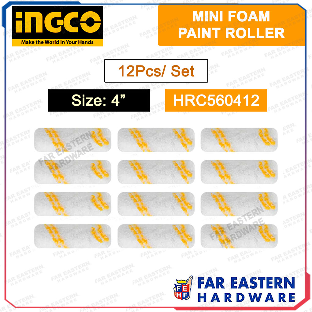 INGCO Mini Foam Paint Roller Refill 4" 12pcs Set HRC560412 INHT
