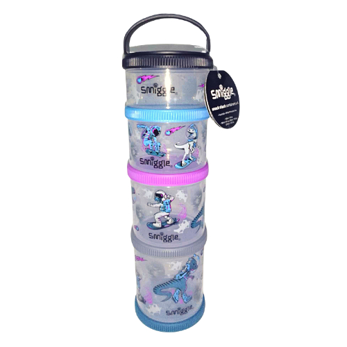 Smiggle Authentic Large Snack Stack Food Container X4 820ML Black