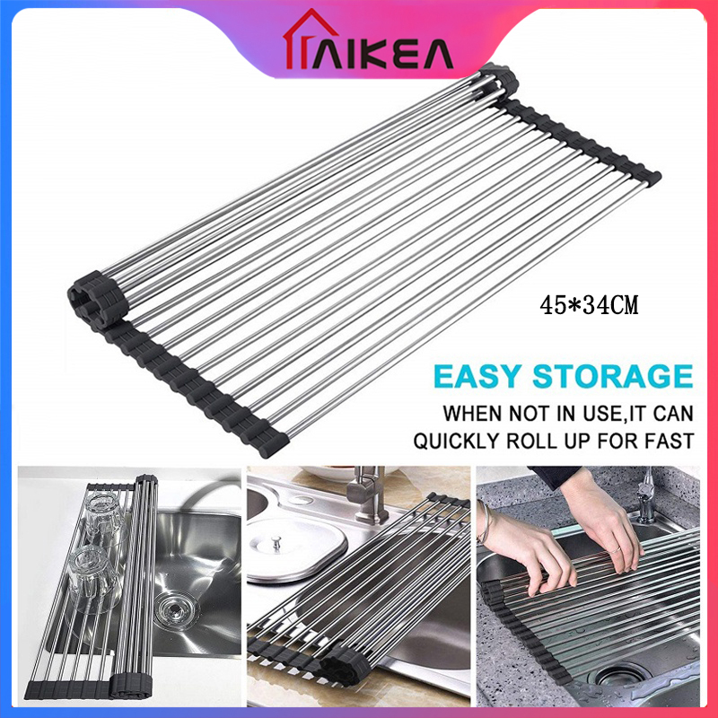 RollUp Kitchen Sink Rack Dish Drying Rack Over Sink Kitchen Shelf