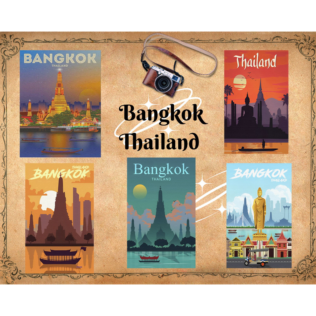 Bangkok, Thailand Vintage Designs rubber ref magnet - sold per piece ...