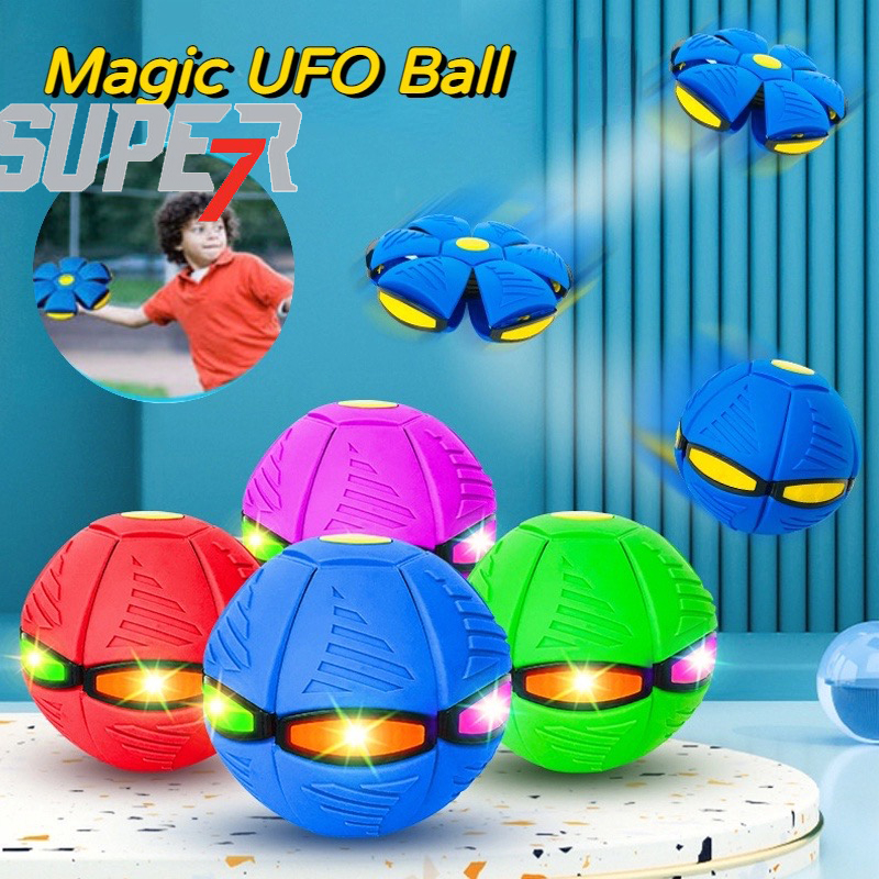 Magic Flying Saucer Ball UFO Flat Throw Disc Ball with LED Light Toy
