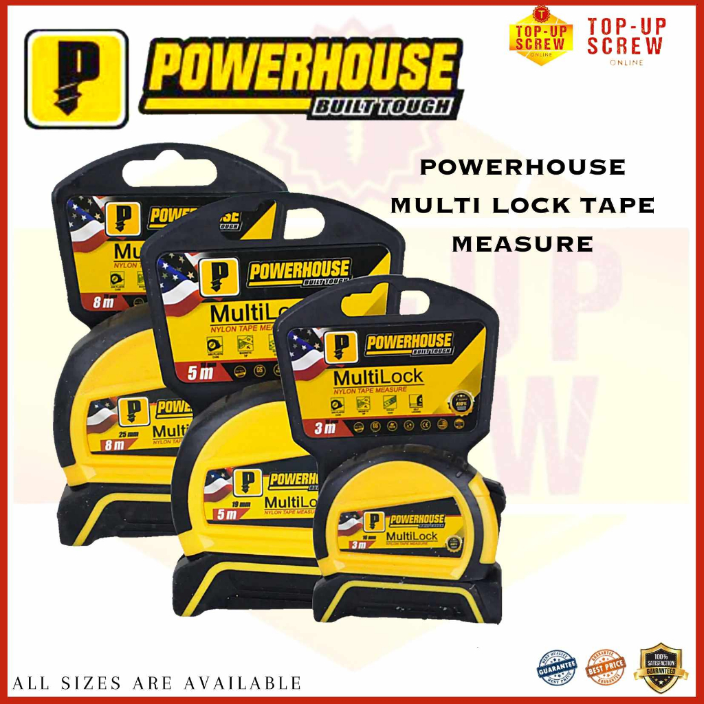 POWERHOUSE Multi Lock Tape Measure 3M, 5M, 8M (SOLD PER PC) Shopee