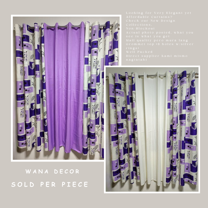 WANA - Fern Square Lavander Ring Curtain Cretona Fabric Window Curtain ...
