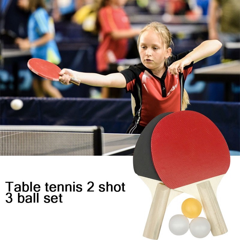 Table tennis racket set (2 rackets and 3 table tennis balls) for