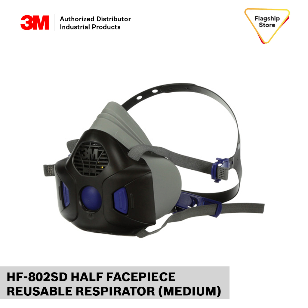 3M™ SECURE CLICK™ HALF FACEPIECE REUSABLE RESPIRATOR HF-802SD MEDIUM ...