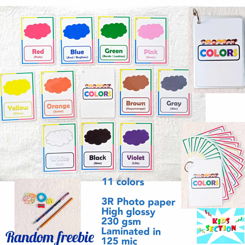 Laminated Educational Flash Cards - Colors | Shopee Philippines