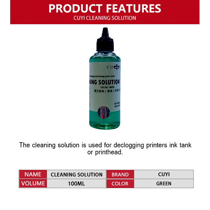 100ml CUYI Cleaning Solution and Syringe with Hose for Inkjet Printer ...