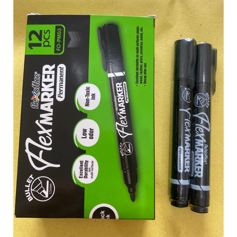 1 Box Pentel Pen Black Flex Marker And HBW Office | Shopee Philippines