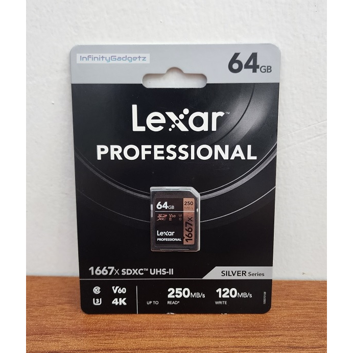 Lexar Professional 64GB SDXC UHSII 250MB/s 1667x U3 V60 4K SD Card