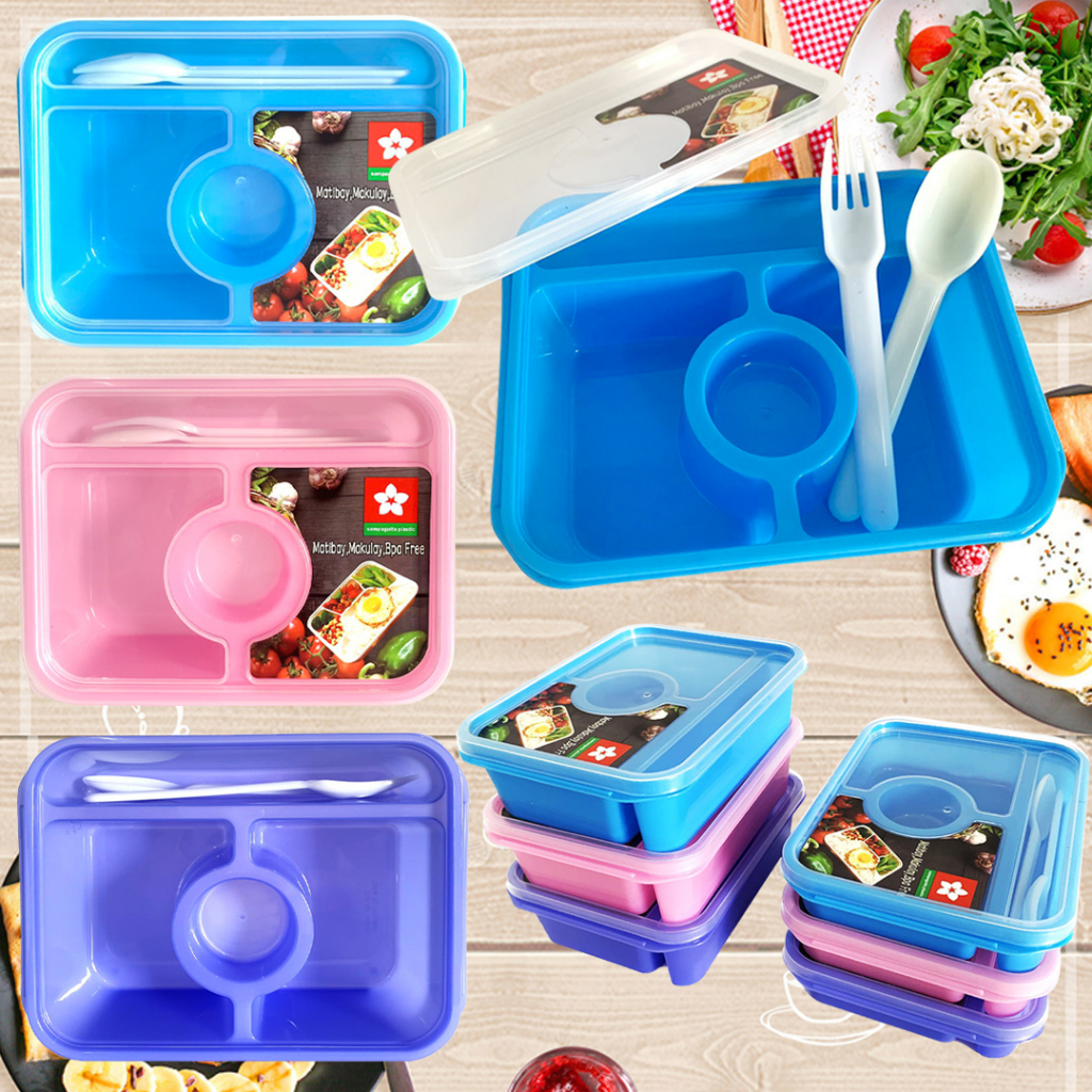 Lunch box with fork and spoon, Agrade plastic bento box, adult bento
