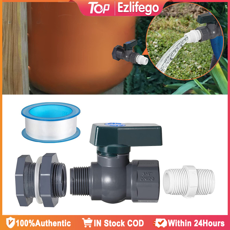 Rain Barrel Diverter Kit Water Barrel Spigot 3/4 PVC Fittings Ball