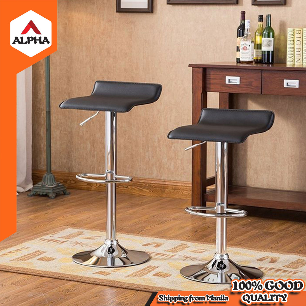 Black Bar Chair Stool Adjustable Height Swivel Kitchen Bar Counter