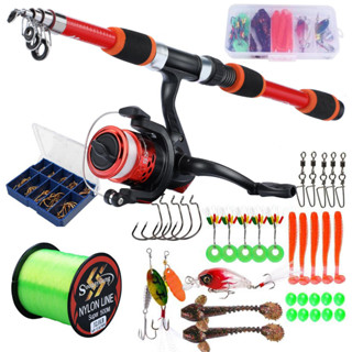 Full Set 1.8m Telescopic Fishing Rod Glass Fiber 6 Sections and