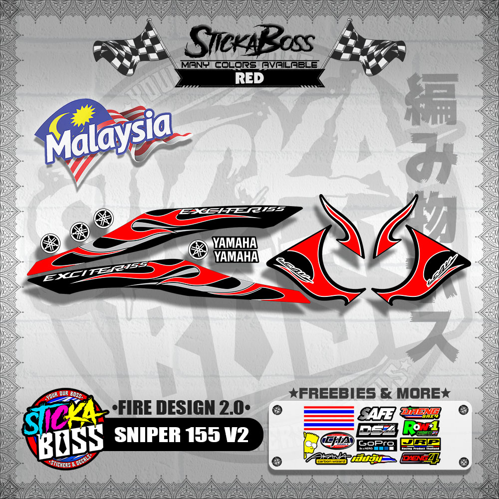 SNIPER 155 V2 MALAYSIAN DECALS ( FIRE DESIGN 2.0 )【WITH FREEBIES ...