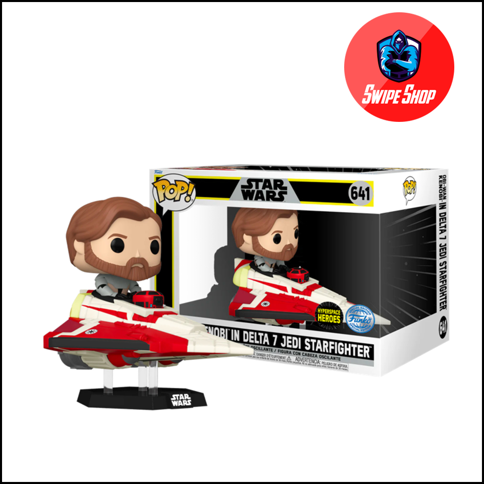 Funko Pop Obiwan in Delta 7 Jedi Starfighter Star Wars Rides Exclusive ...