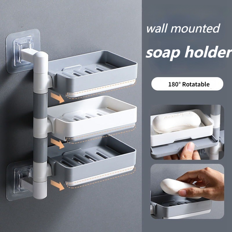 Drilling-Free Soap Holder Wall Mounted 2/3/4Layer Soap Organizer Soap ...