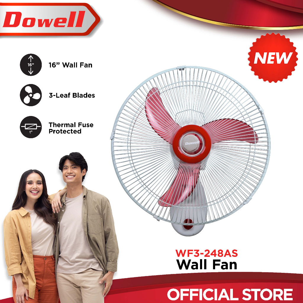 Dowell WF3-248AS Wall Fan 3 Blade 60 Watts 16 Inch | Shopee Philippines