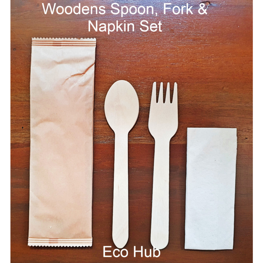 Wooden Spoon, Fork & Napkin Set (50 Sets Per Pack) Shopee Philippines
