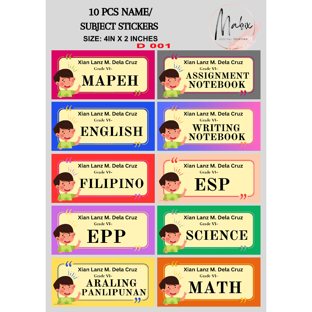NAME/SUBJECT STICKER LABELS10pcs Shopee Philippines