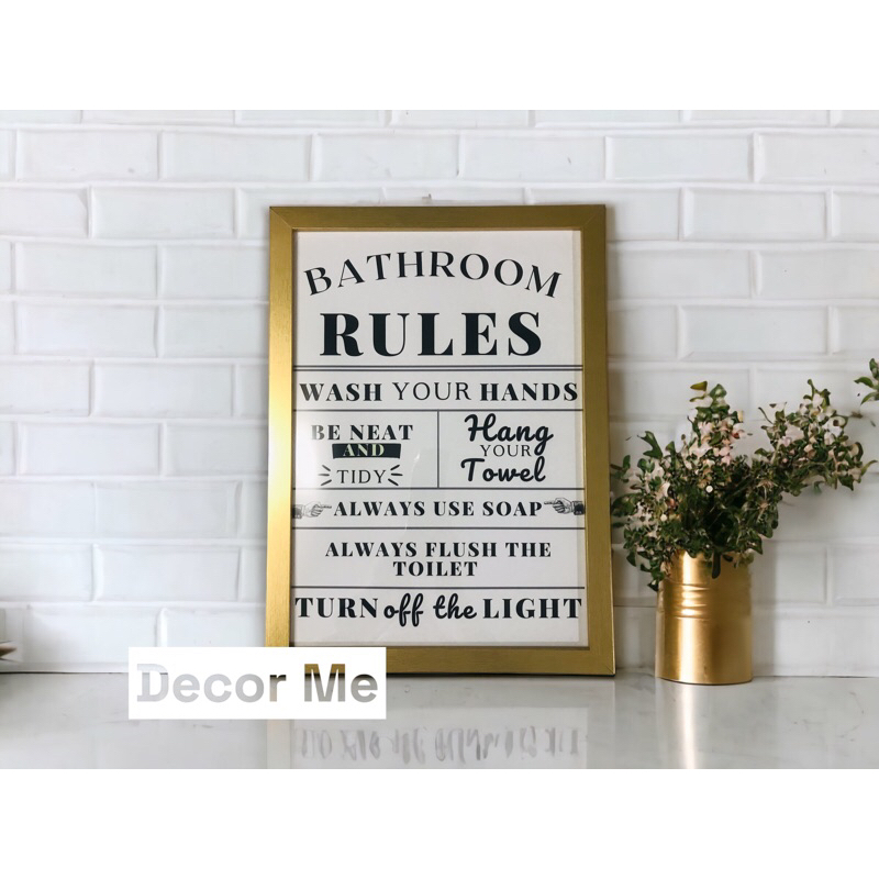BATHROOM WALL DECOR SHELF DISPLAY HOME DECOR FRAME BATHROOM RULES