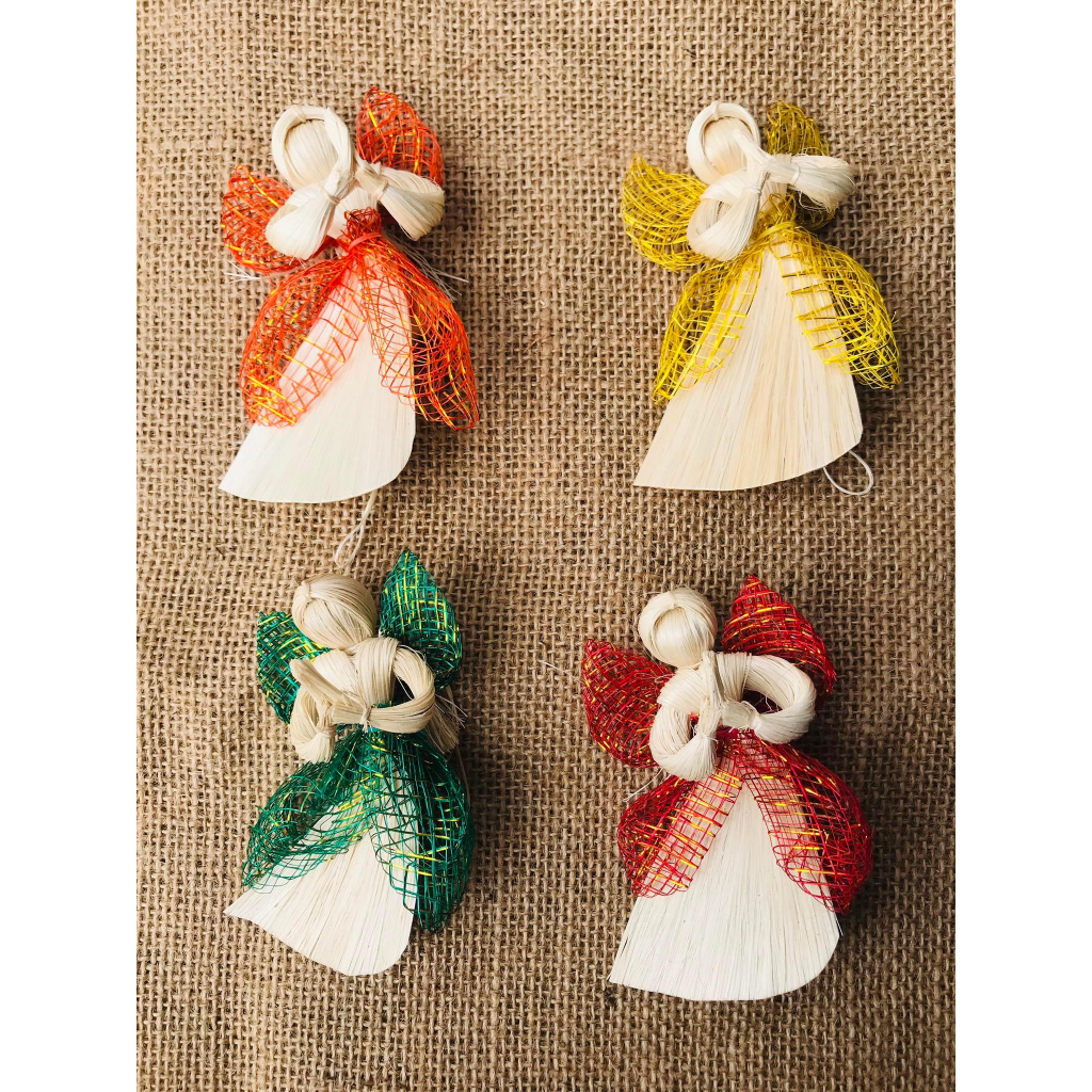 Native Abaca Hanging Angel Christmas Tree Decor Angel Ornament 11cm