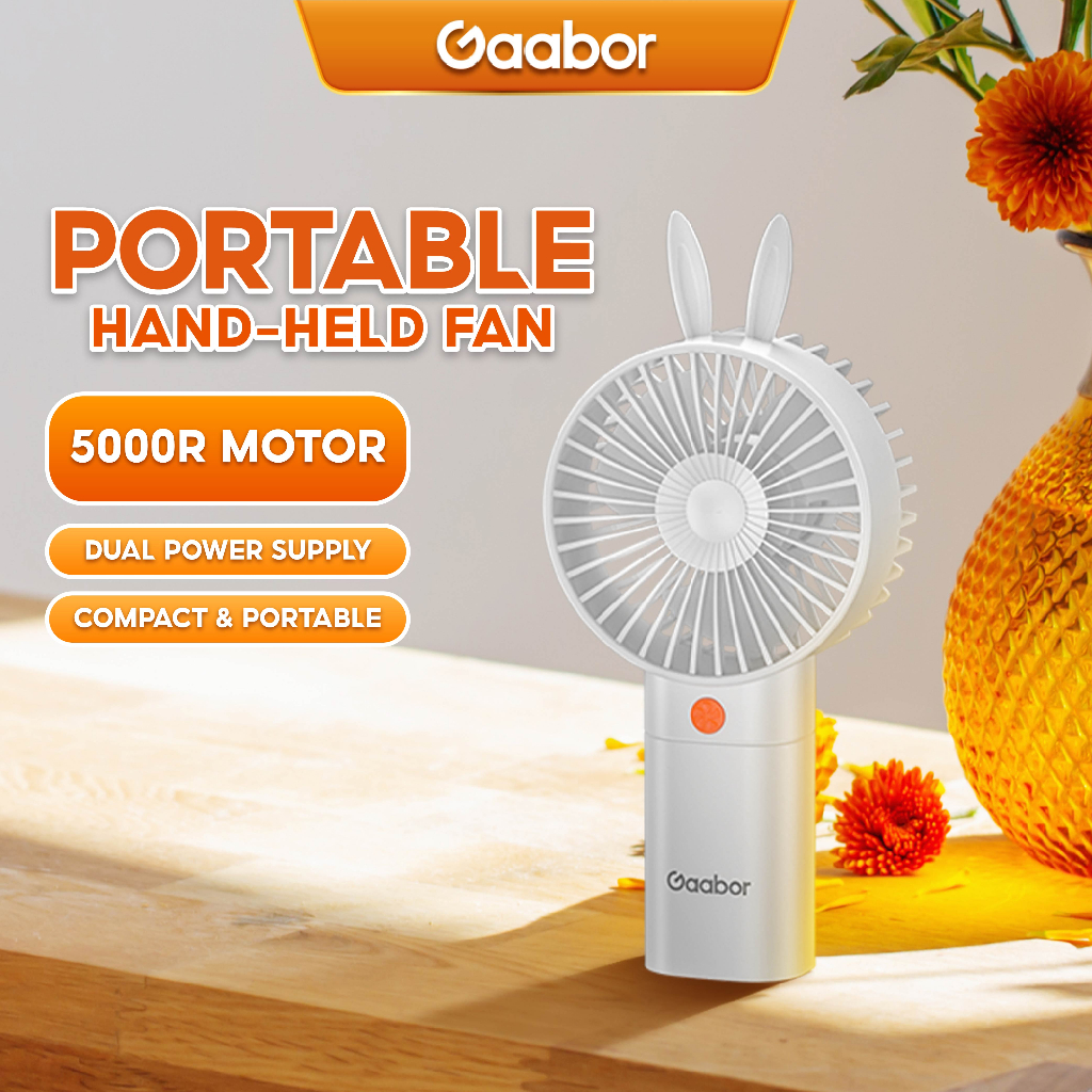 Gaabor HandHeld Fan Portable USB Rechargeable Pocket Cooling Shopee