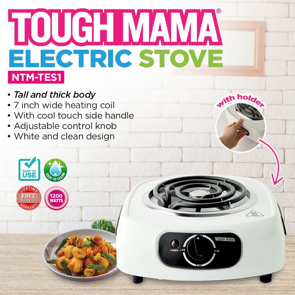 Tough Mama NTMTES1 White Electric Stove with Handle Adjustable Fast