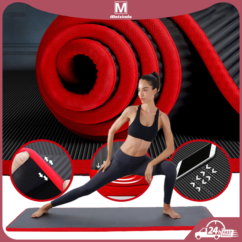（Yoga Matt for Workout) Lock Edge Yoga Mat+Bag+Rope 15MM Excercise Mat  Thicken Non Slip Fitness Mat