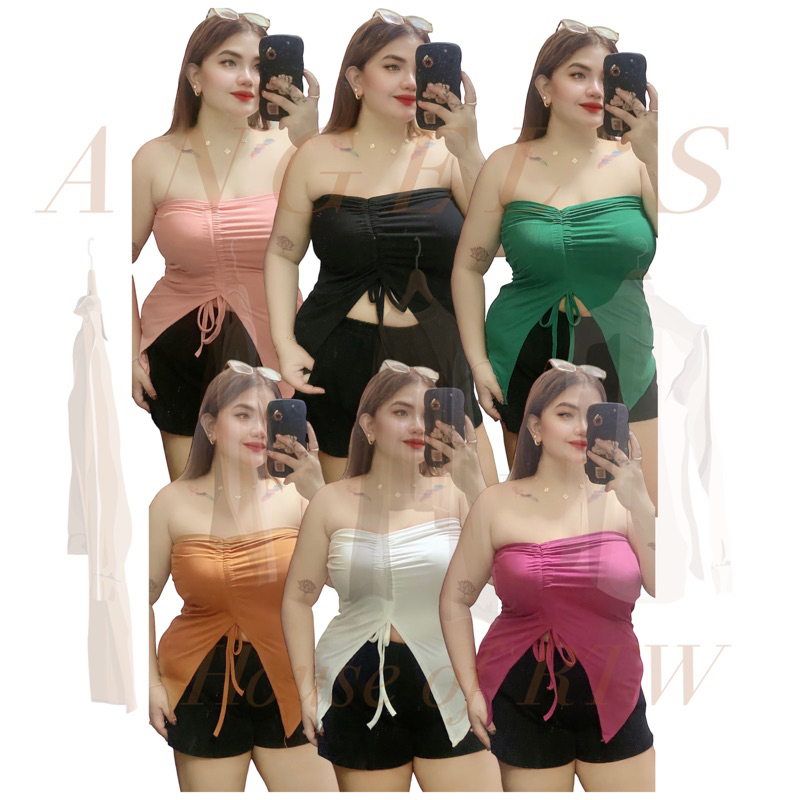 MID-PLUSSIZE LISA TUBE WITH STRING TOP | Shopee Philippines