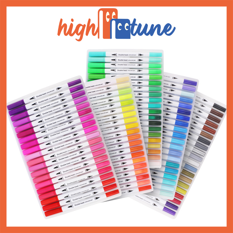 Hightune 12/24/36/48/60 Colors Watercolor Brush Pen Set Dual Tip Marker