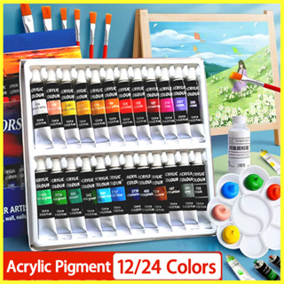12 Color Set of Metallic Acrylic Paint, Large 75ml Tubes - Rich