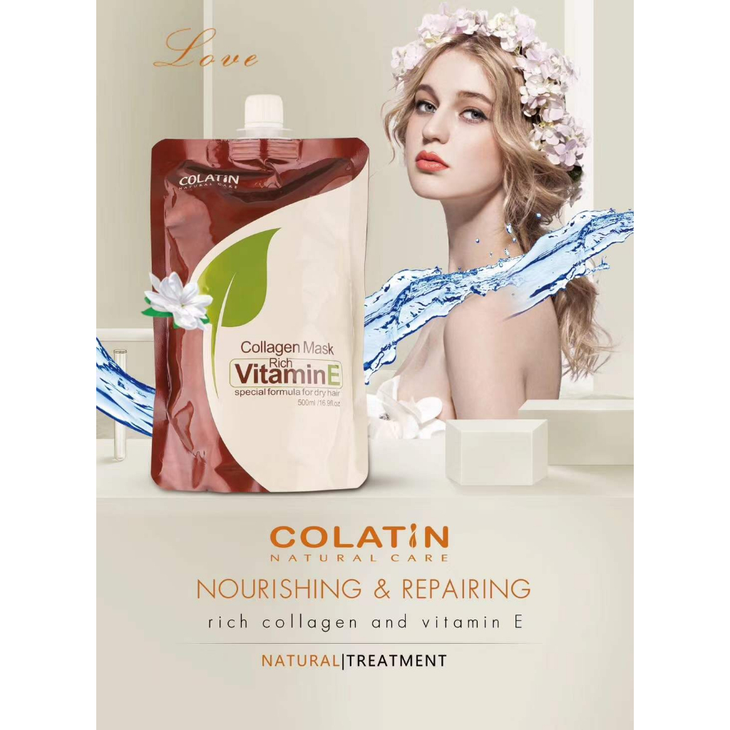 COLATIN NATURL CARE kertin mask rich vitamin E collagen 500ml | Shopee ...