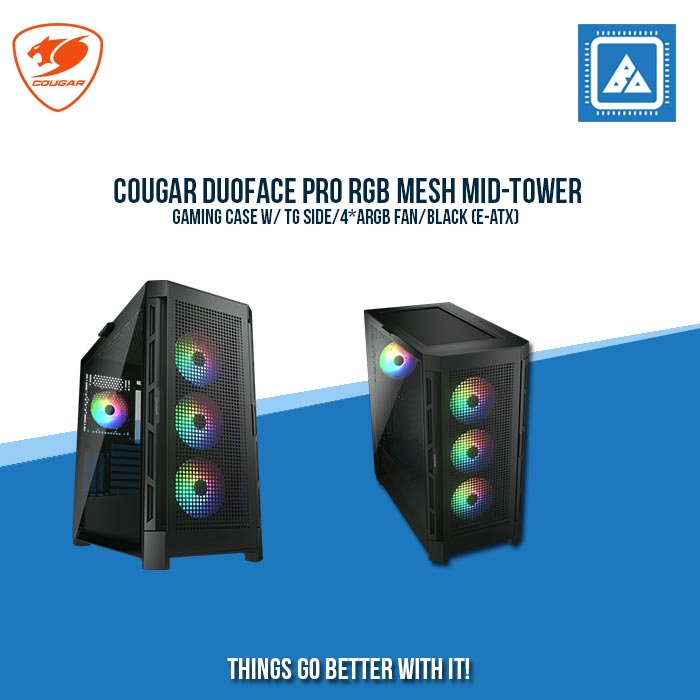 COUGAR DUOFACE PRO RGB MESH MID-TOWER GAMING CASE W/ TG SIDE/4*ARGB FAN ...