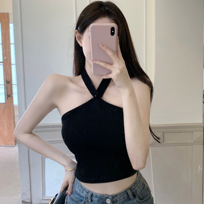Korean halter tank strapless camisoles cropped Top for women | Shopee ...